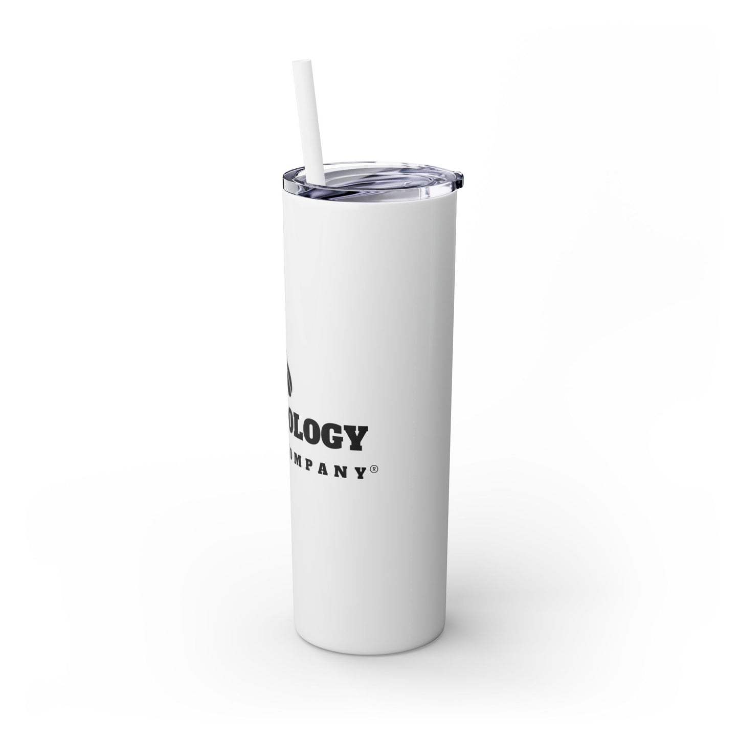 White Skinny Tumbler with Straw, 20oz