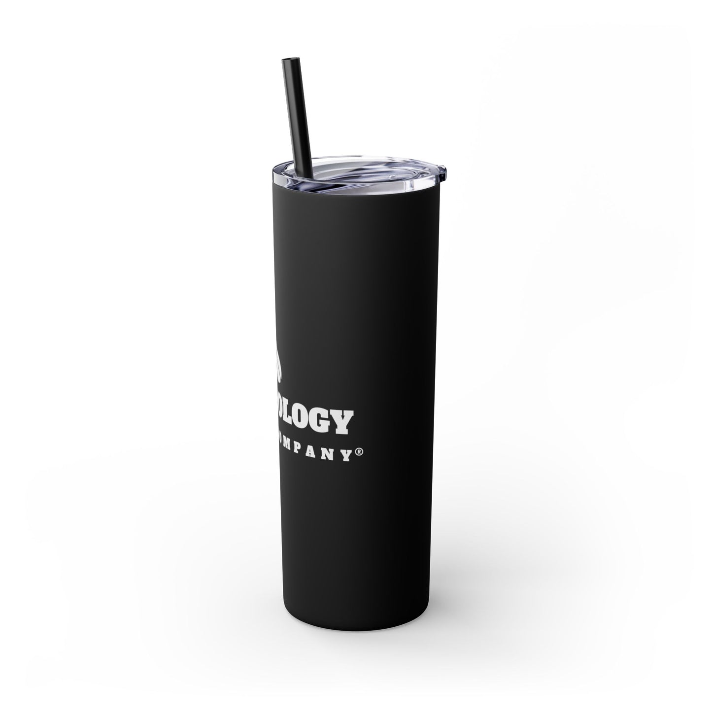 Black Skinny Tumbler with Straw, 20oz