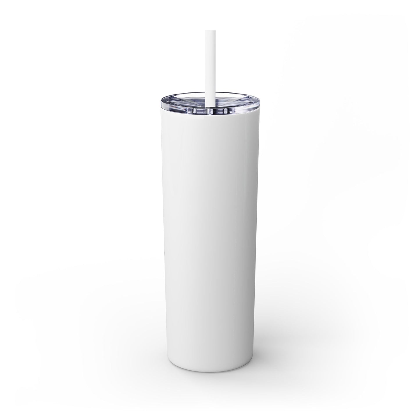 White Skinny Tumbler with Straw, 20oz