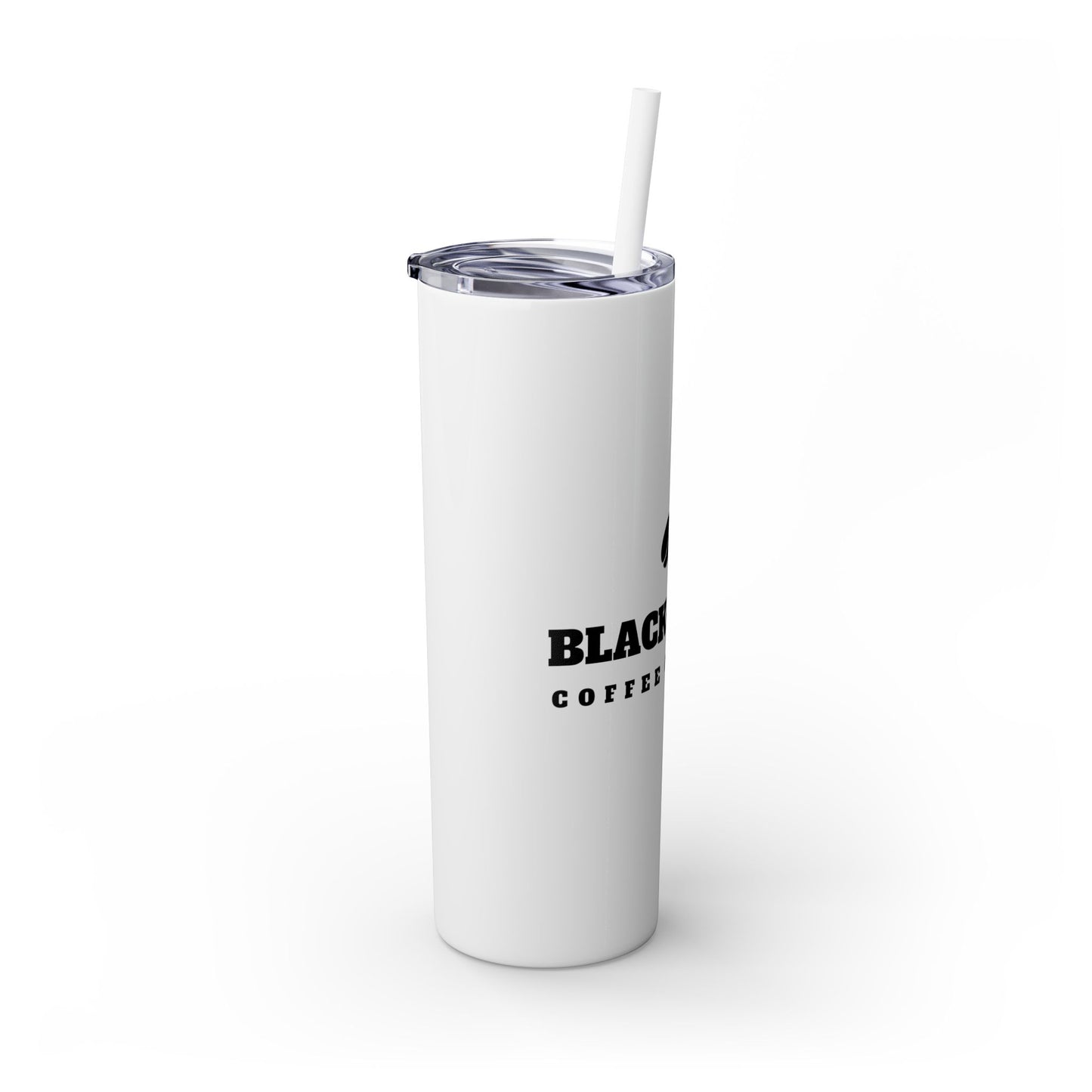 White Skinny Tumbler with Straw, 20oz