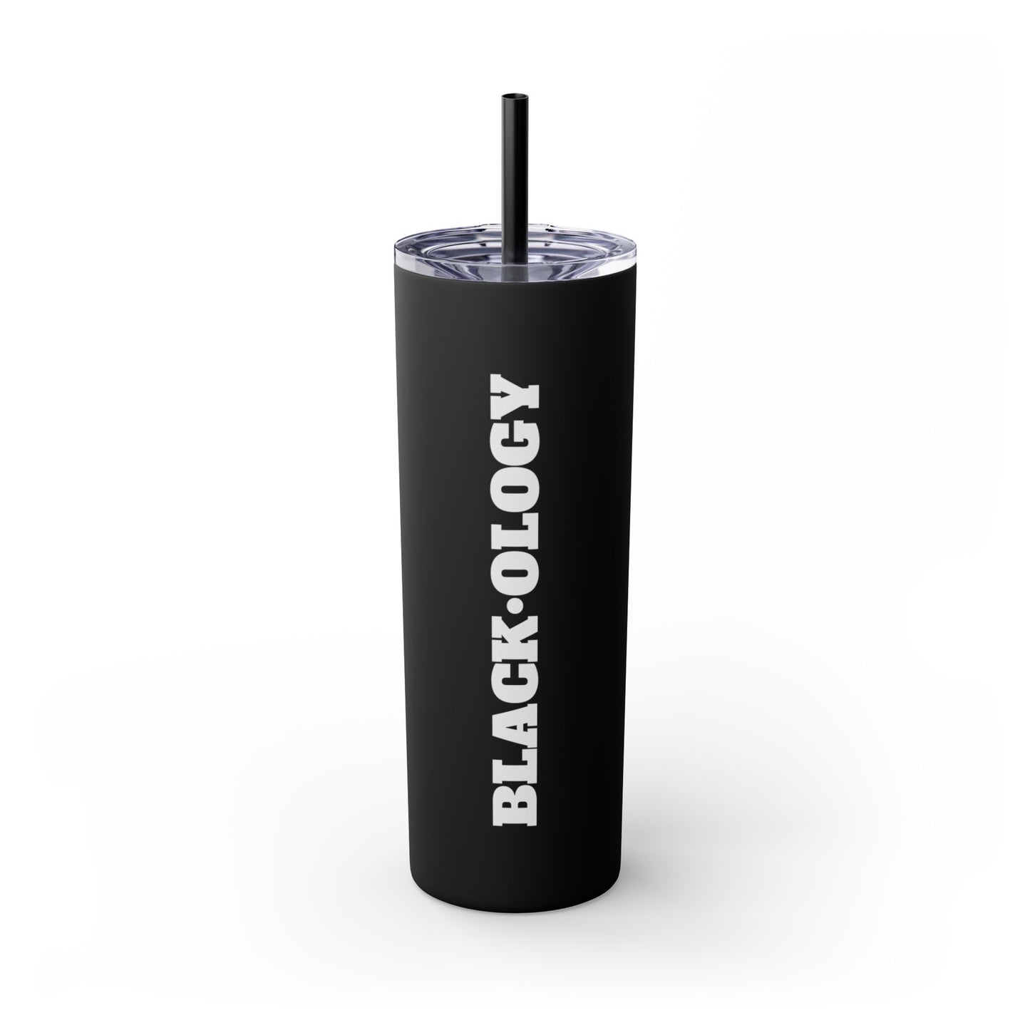 Black Skinny Tumbler with Straw, 20oz